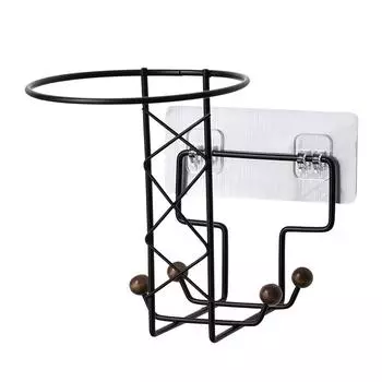 Держатель для шлема, стойка для хранения баскетбольных мячей, настенный кронштейн, многофункциональная вешалка для одежды с немаркой пастой, прочная, 13X7X17 см WWO чёрный