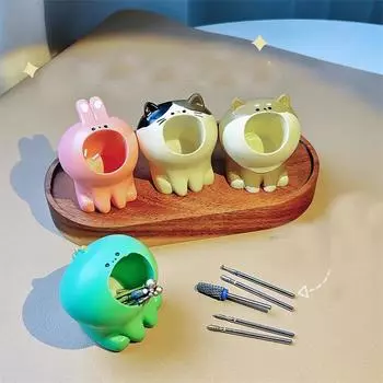 Держатель для шлифовальной головки для дизайна ногтей, милый держатель для сверл для ногтей, контейнер, витрина, держатель для кистей для ногтей, инструменты для хранения бит