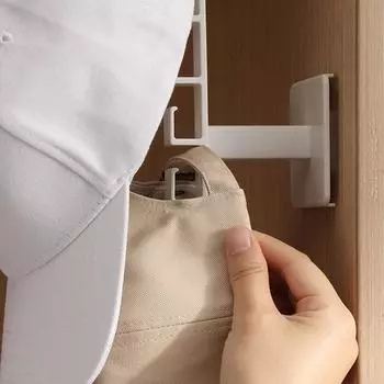 Держатель для шляп с 6 крючками, вешалка для шляп, стойка для хранения бейсболок в форме буквы L, многофункциональный настенный органайзер для ремня для шляп, крючки белый