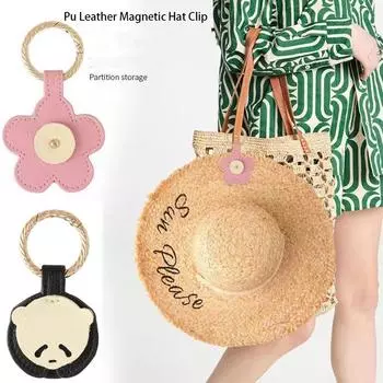 Держатель для шляпы из искусственной кожи с защитой от потери, магнитный зажим для шляпы, съемный дорожный аксессуар style 1