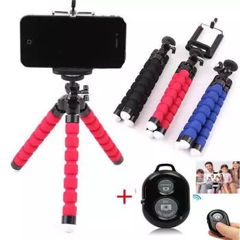 Держатель для штатива для телефона, гибкая губка, осьминог, подставка для штатива или Bluetooth, дистанционный затвор, палка для селфи, кронштейн для автоспуска