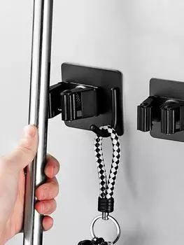 Держатель для швабры из нержавеющей стали 304, крючок, настенный органайзер для швабры, стойка для щеток, метла, вешалка для швабры, прочный крючок для хранения в кухне и ванной комнате чёрный