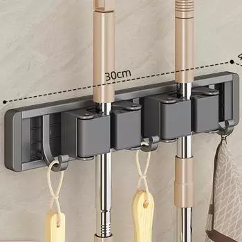 Держатель для швабры, крючки, инструменты для ванной комнаты, стеллаж для хранения, практичный зажим, органайзеры с крючками, компактные слоты для вешалок, держатель для швабры белый