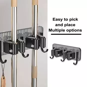 Держатель для швабры, метлы, настенный сверхпрочный органайзер без перфорации, гараж, прачечная, шкаф, вешалка для хранения в помещении и на открытом воздухе