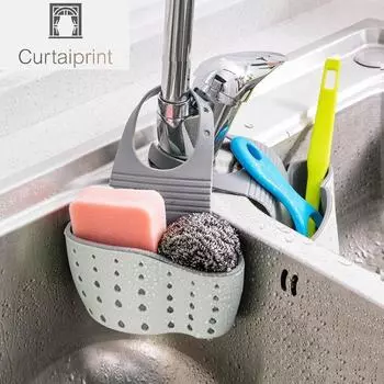 Держатель для слива кухонной губки, регулируемая подвесная корзина для слива, раковина, стеллаж для хранения мыла, органайзер для ванной комнаты, аксессуары, аксессуары бежевый