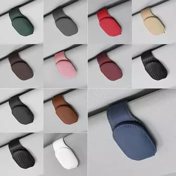 Держатель для солнцезащитных очков для автомобильного козырька, зажим для солнцезащитных очков, магнитный кожаный держатель для солнцезащитных очков и билетная карта синий