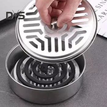 Держатель для спиралей от комаров с сетчатой крышкой Многофункциональная стойка для репеллентов Огнестойкая курильница Коробка для спиралей от комаров Хозяйственные товары