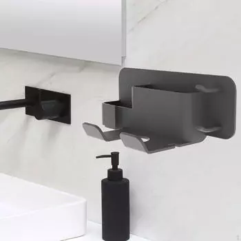 Держатель для сушилки, инструменты для укладки волос с расческой, хранение в салоне в спальне без дырокола чёрный