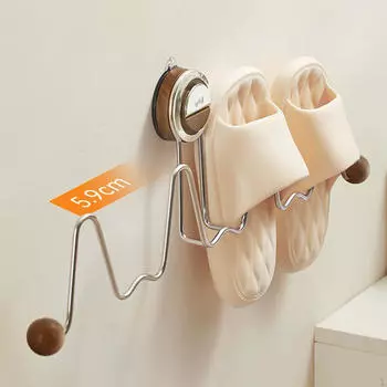 Держатель для тапочек для ванной комнаты, вешалка для дома, полка без сверла, стойка из нержавеющей стали для душа Walnut