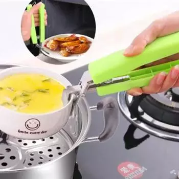 Держатель для тарелки, зажим для тарелки, тарелка, зажим для чаши, щипцы для ретривера, силиконовая ручка, кухонный инструмент зелёный