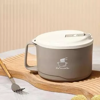 Держатель для телефона Чаши для лапши быстрого приготовления Большая емкость Миска для рамэна Салатница из нержавеющей стали Общежития 1100ml белый