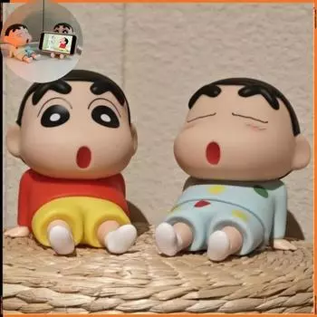 Держатель для телефона Crayon Shin-Chan, каваи-аниме, настольные украшения, просмотр мультфильмов по телевизору, поддержка телефона, милые украшения для кукол, игрушки, подарки