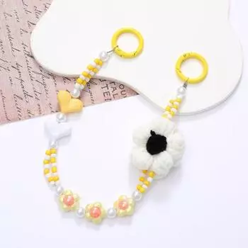 Держатель для телефона, цветной шнурок с бусинами, брелок в форме сердца, чехол на цепочке, аксессуары для сумки розовый