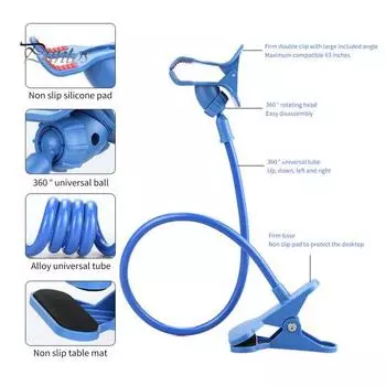 Держатель для телефона Гибкая гусиная шея ABS Ленивый кронштейн Крепление для телефона для мобильного телефона небесно-голубой