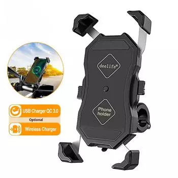 Держатель для телефона на мотоцикл с USB/беспроводным зарядным устройством, водонепроницаемая поддержка сотового телефона для мотоцикла, велосипеда