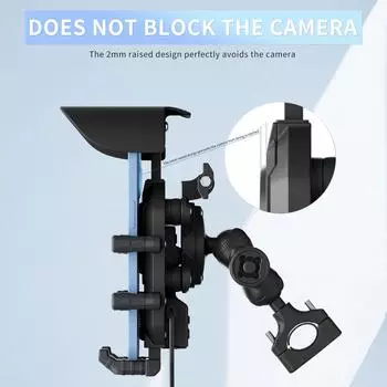 Держатель для телефона на мотоцикле AntiShake Anti Rain and Sun 15 Вт Беспроводная зарядка, порт A+C, возможность зарядки Handlebar Mount чёрный