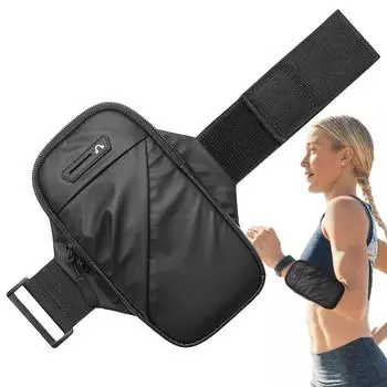 Держатель для телефона на руку для бега, водонепроницаемый держатель для телефона, сумка для телефона большой емкости с разъемом для наушников для езды на велосипеде и бега трусцой чёрный