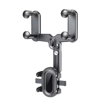 Держатель для телефона на зеркало заднего вида, автомобильное крепление для телефона - кронштейн для телефона, подставка для телефона с вращающимися на 360° зажимами чёрный