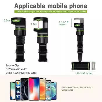 Держатель для телефона на зеркало заднего вида, вращающийся на 360 ° и выдвижной, автомобильный держатель для телефона, регулируемая длина, многофункциональный держатель для телефона