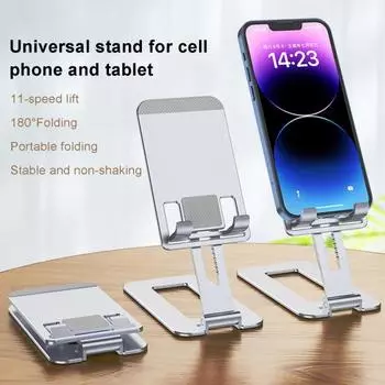 Держатель для телефона, регулируемая подставка для вращения на 360 градусов, стабильная устойчивая подставка для настольного телефона из алюминиевого сплава A серебряный