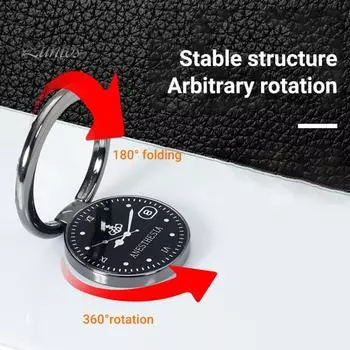 Держатель для телефона с кольцом на палец, вращающийся на 360 градусов, многофункциональный, универсальный, роскошный, часы с кольцом на палец, задняя наклейка для телефона, кронштейн для на... чёрный