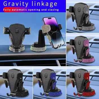 Держатель для телефона с присоской из алмазного кристалла, пряжка для карт, гравитационная поддержка, автоматический зажим, навигация, специальный кронштейн красный