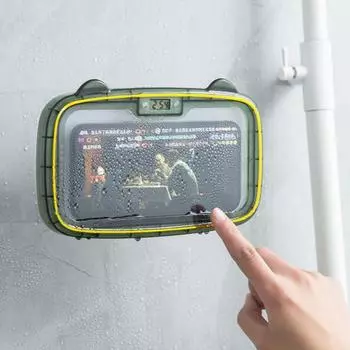 Держатель для телефона Водонепроницаемый прозрачный ящик для хранения телефона с вращением на 360 градусов Настенная подставка для телефона Поставка для ванной комнаты