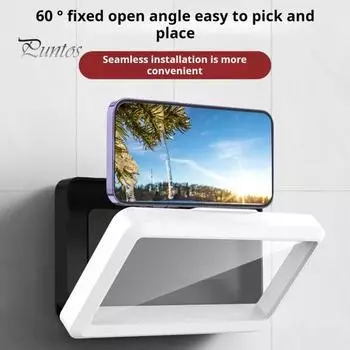 Держатель для телефона в душе, водонепроницаемый, вращающийся на 480 градусов, противотуманный, сенсорный экран, чехол для зеркала, настенный, ванная комната, регулируемая высота, настенный для ванны чёрный