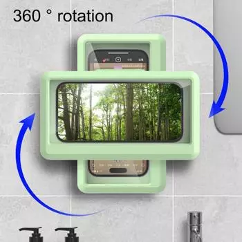 Держатель для телефона в душе, водонепроницаемый, вращающийся на 480 градусов, противотуманный, сенсорный экран, чехол для зеркала, настенный, ванная комната, регулируемая высота, настенные крепления для телефона в ванной чёрный