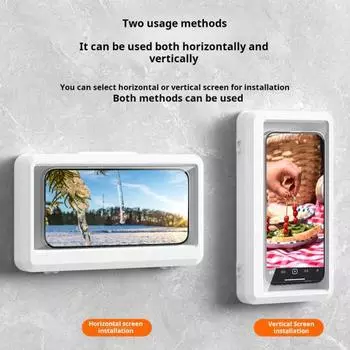 Держатель для телефона в душе, водонепроницаемый, вращающийся на 480 градусов, противотуманный, сенсорный экран, чехол для зеркальной стены в ванной комнате, регулируемый чёрный