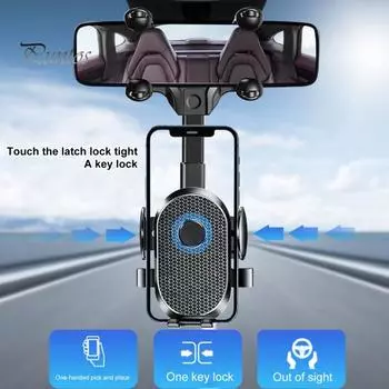 Держатель для телефона, высокая стабильность, нержавеющий АБС-пластик, автомобильное зеркало заднего вида, крепление для телефона, подставка для хранения, автомобильные принадлежности чёрный