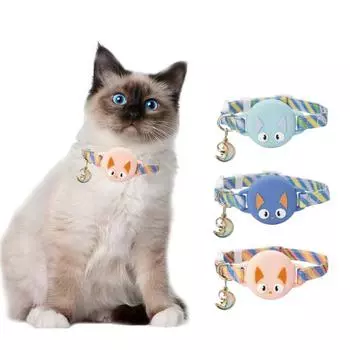 Держатель для трекера, ошейник для домашних животных с колокольчиком, регулируемый светоотражающий ошейник для собак и кошек с чехлом для AirTag, GPS-искатель, аксессуары для котят, щенков S розовый