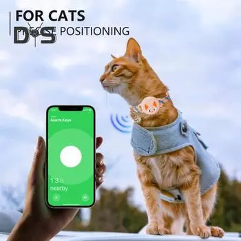 Держатель для трекера, ошейник для домашних животных с колокольчиком, регулируемый светоотражающий ошейник для собак и кошек с чехлом для AirTag, GPS-искатель, аксессуары для котят, щенков S синий