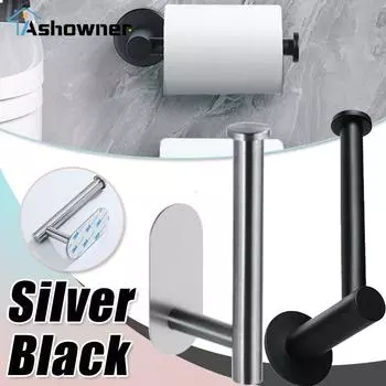 Держатель для туалетной бумаги Держатели для рулонов бумаги Вешалка для полотенец без перфорации Самоклеящаяся полка для хранения из нержавеющей стали Подвесная полка для салфеток Silver-B