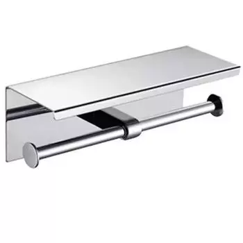 Держатель для туалетной бумаги, двойной держатель для туалетной бумаги с полкой для телефона, настенный держатель для туалетной бумаги из нержавеющей стали 1 pcs