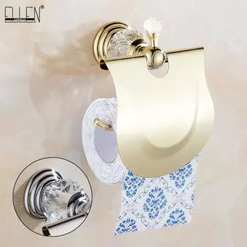 Держатель для туалетной бумаги из хрусталя, хром, держатель для туалетной бумаги из полированного золота, держатель для салфеток из латуни, аксессуары для ванной комнаты EL85486 золотой