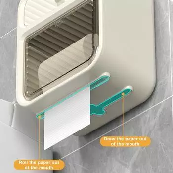 Держатель для туалетной бумаги Многофункциональная настенная водонепроницаемая полка с прочной несущей способностью без перфорации белый