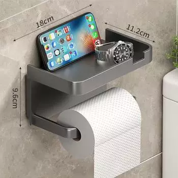 Держатель для туалетной бумаги Пластиковая полка для хранения Кухонные полотенца Размещение бутылок с приправами Стена в ванной комнате Рулон бумаги для хранения телефона Paper roll holder серый