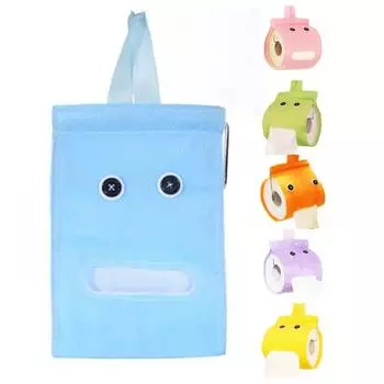 Держатель для туалетной бумаги, простой в подвешивании, принадлежности для ванной комнаты, большое отверстие, коробка с мультяшными глазами эльфа, надежное хранение синий