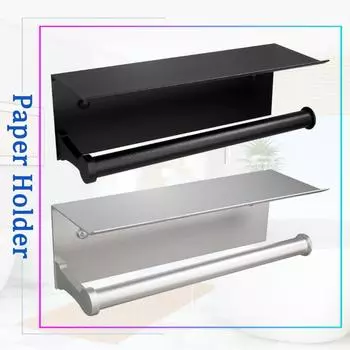 Держатель для туалетной бумаги с полкой, крепление на стену, ванная комната, кухня, двойной держатель для рулонов бумажных полотенец, вешалка для салфеток