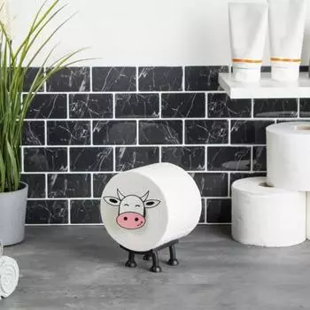Держатель для туалетной бумаги с забавным дизайном в виде коровы, простая сборка, универсальный держатель для туалетной бумаги, органайзер для ванной комнаты чёрный