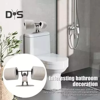 Держатель для туалетной бумаги «Тяжелоатлет», напечатанный на 3D-принтере, держатель для рулона бумаги «Тяжелоатлет», декор для ванной комнаты, держатель для туалетной бумаги в подарок любителям спортзала серый