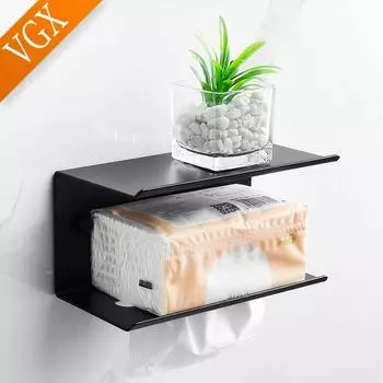 Держатель для туалетной бумаги VGX, полка для телефона из нержавеющей стали 304, держатель для рулонов туалетной бумаги в ванной, коробка-диспенсер для туалетной бумаги, не требующая перфорации