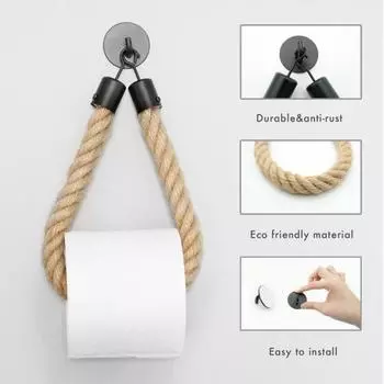 Держатель для туалетной бумаги в стиле ретро Yousheng, самоклеящийся, установка без сверления, многофункциональная вешалка для полотенец, подставка для рулонов бумаги, украшение для ванной комнаты чёрный