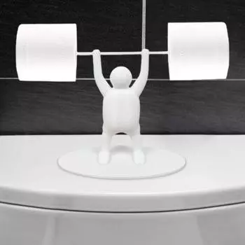 Держатель для туалетной бумаги в виде тяжелоатлета, напечатанный на 3D-принтере, держатель для туалетной бумаги, декор для ванной комнаты, держатель для рулона бумаги, подарок для любителей фитнеса белый