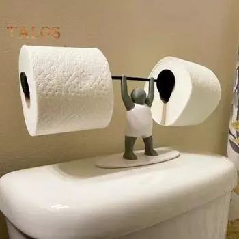 Держатель для туалетной бумаги в виде тяжелоатлета, напечатанный на 3D-принтере, держатель для рулона туалетной бумаги для любителей фитнеса, подарочный держатель для туалетной бумаги для декора ванной комнаты белый