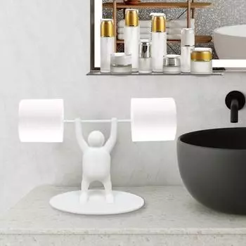 Держатель для туалетной бумаги в виде тяжелоатлета, напечатанный на 3D-принтере, держатель для туалетной бумаги, декор для ванной комнаты, держатель для рулона бумаги, подарок для любителей фитнеса белый