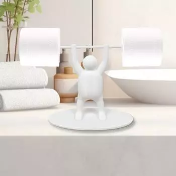 Держатель для туалетной бумаги в виде тяжелоатлета, напечатанный на 3D-принтере, держатель для туалетной бумаги, декор для ванной комнаты, держатель для рулона бумаги, подарок для любителей фитнеса белый