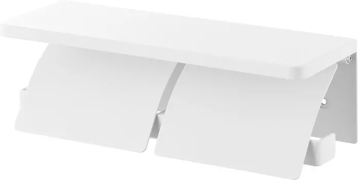 Держатель для туалетной бумаги Yamazaki Jitsugyo, пинцет и шурупы для дерева, совместимый с гипсокартонными стенами, белый x D12 x башня с полкой белый