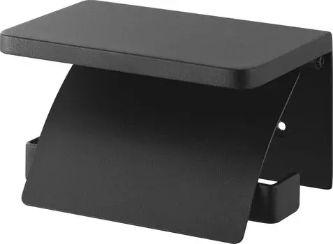 Держатель для туалетной бумаги Yamazaki Jitsugyo с пинцетом и шурупами для дерева, совместимый со стенами из гипсокартона, черный, Ш14 x Г12 x Башня с полкой 1298 чёрный